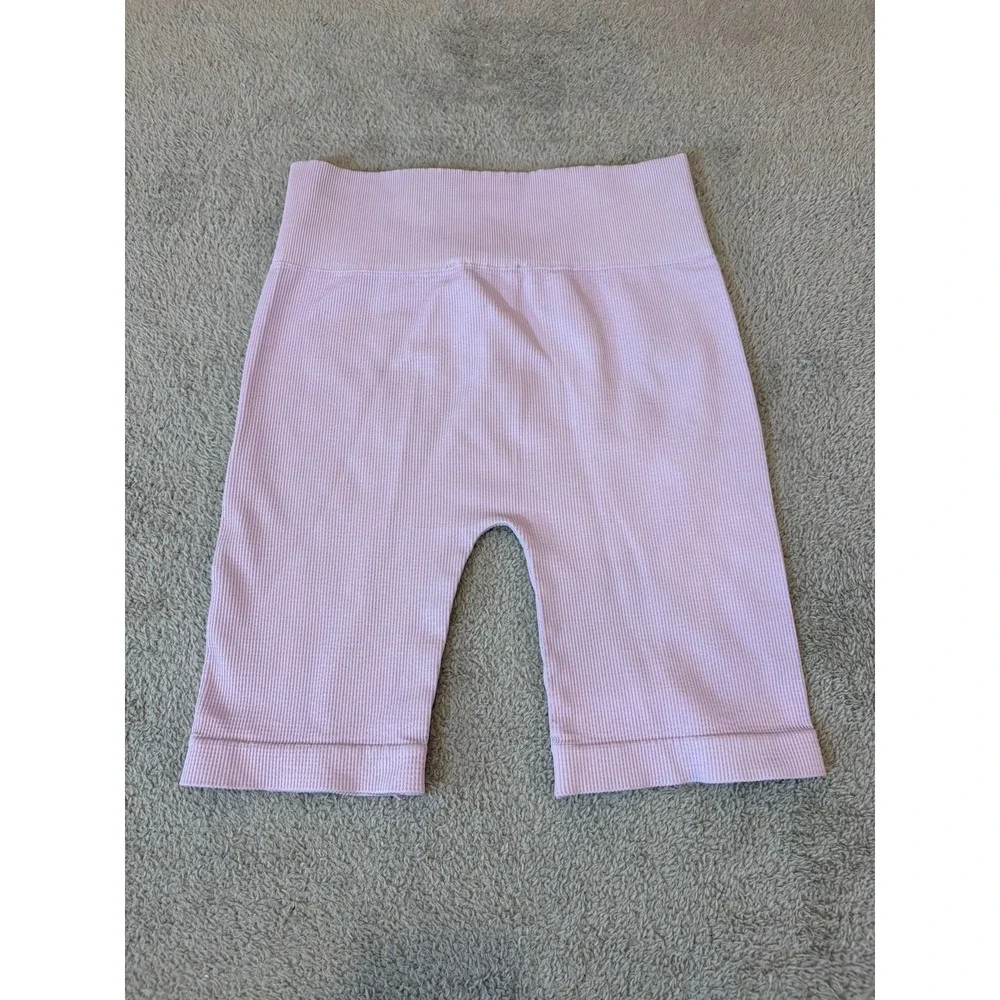 Current San Francisco Lilac Purple Ribbed Biker‎ Shorts High Waist Seamless O/S